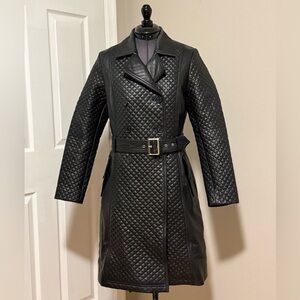 EUC The Jacket Maker Sweet Susan Black Leather Trench Coat